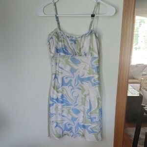 Kendall & Kylie Blue and Green Patterned Mini Dress